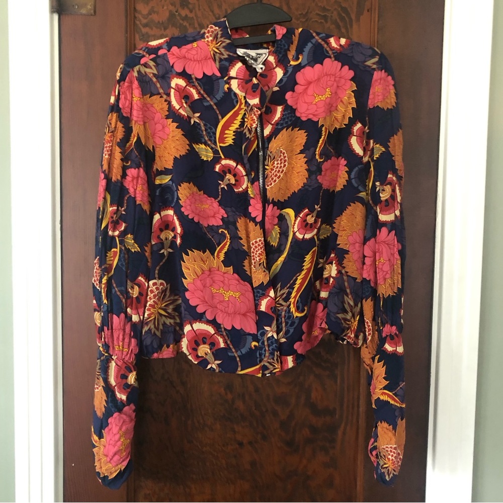 JASE Zip Floral Jacket/Shirt sz L